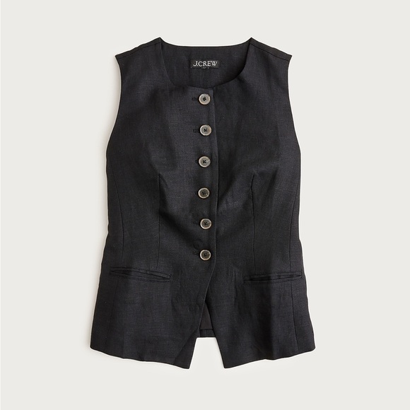 J. Crew Women's Cutaway Vest Top in Linen Black NWT